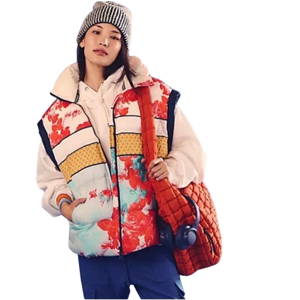 NWT FREE PEOPLE Movement Women’s In a Bubble Printed Puffer Vest small